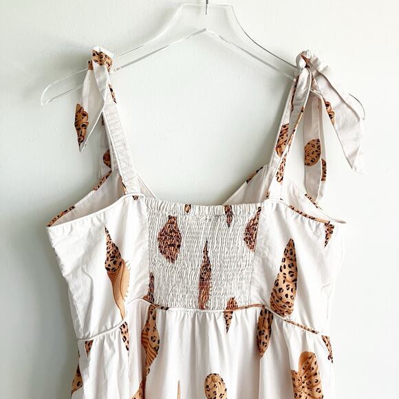 Farm Rio Large Leopard Shell Midi Dress Button 100% Cotton Sundress Print - Picture 8 of 11
